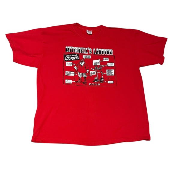 Gildan Other - Retro Mitchells Landing Golf On Ice 2008 Funny Graphic T-Shirt Red XL